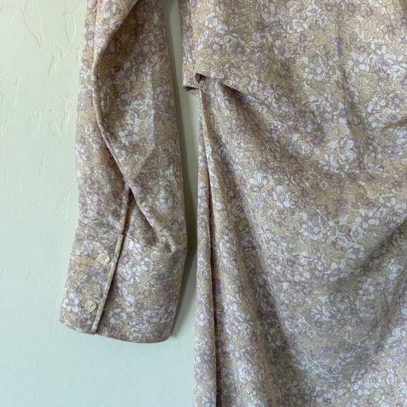 H&M Light Pastel Spring Ditsy Floral Long Sleeve True Wrap Midi Dress Small - Picture 8 of 15